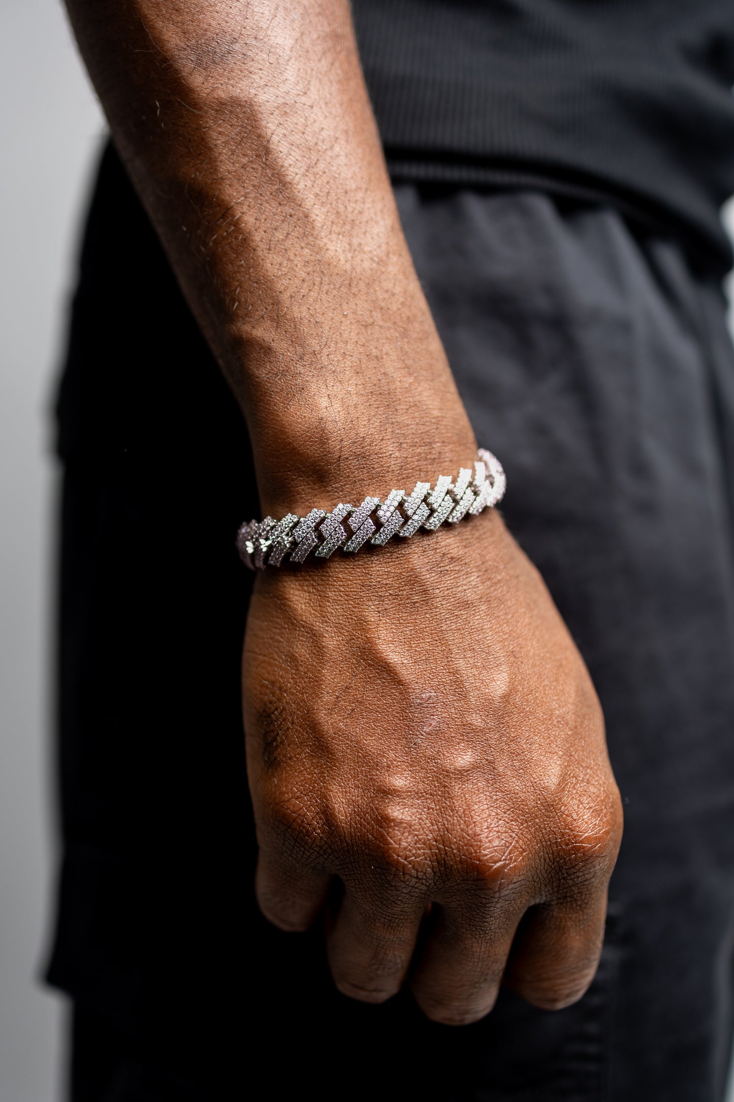 12MM VVS1  Moissanite Prong Cuban Link Bracelet