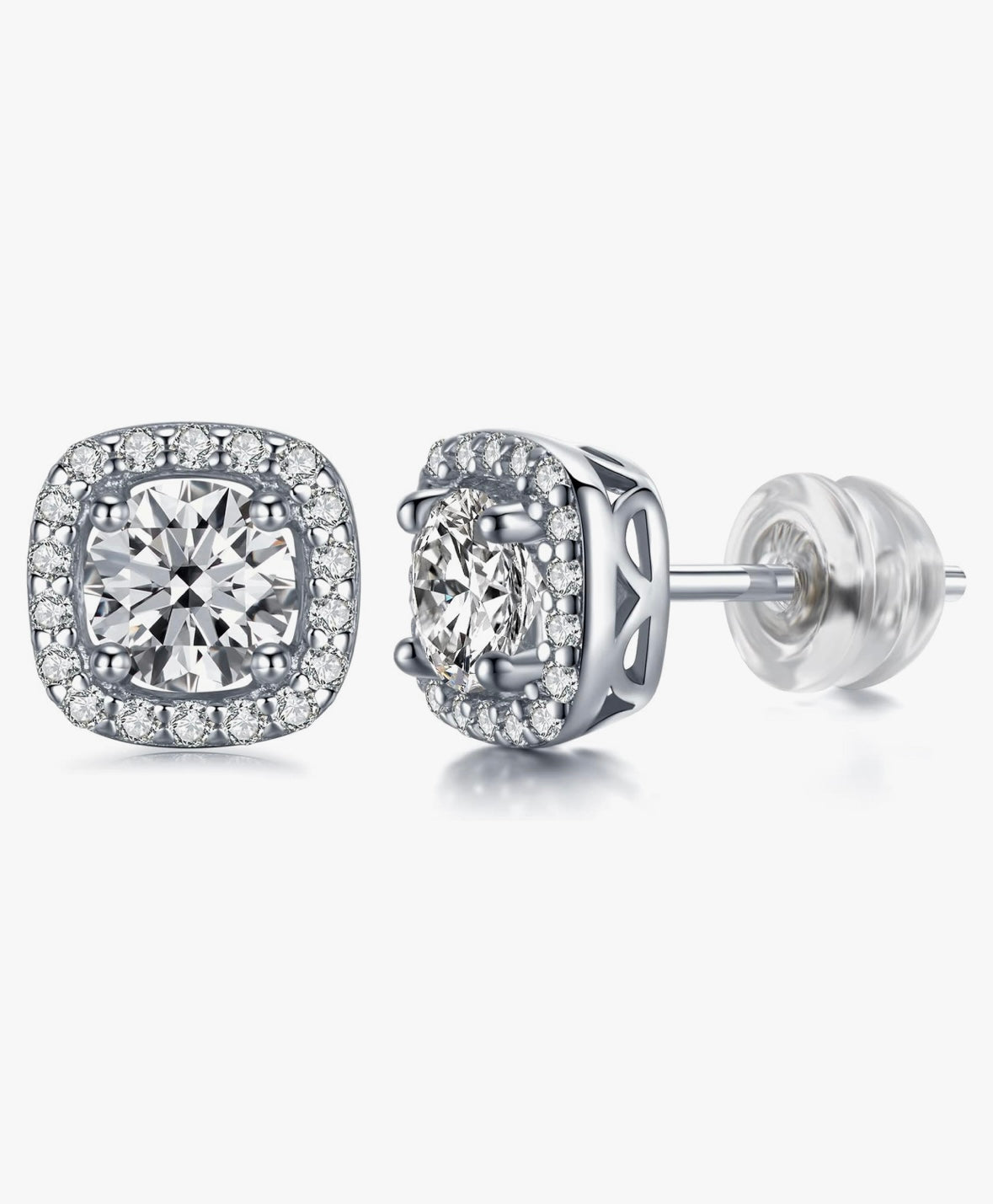 Princess Cut Clustered Argent & VVS1 Moissanite