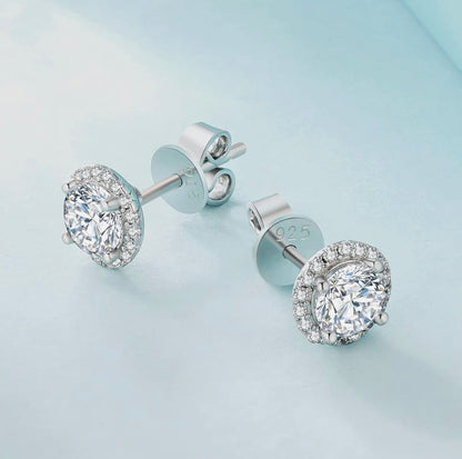 Halo Cut VVS1 Moissanite & Argent