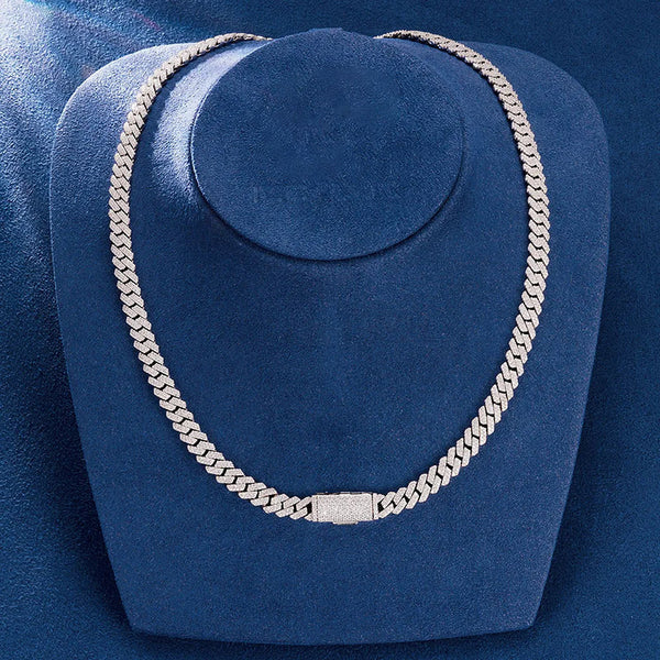 8MM VVS1  Moissanite Prong Cuban Link Chain