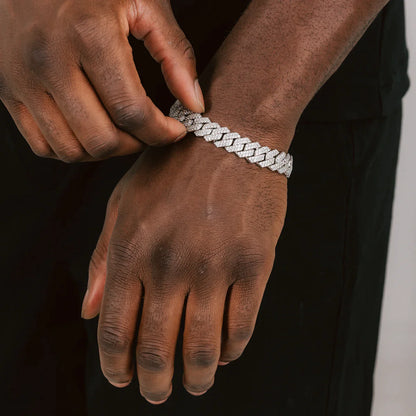 12MM VVS1  Moissanite Prong Cuban Link Bracelet