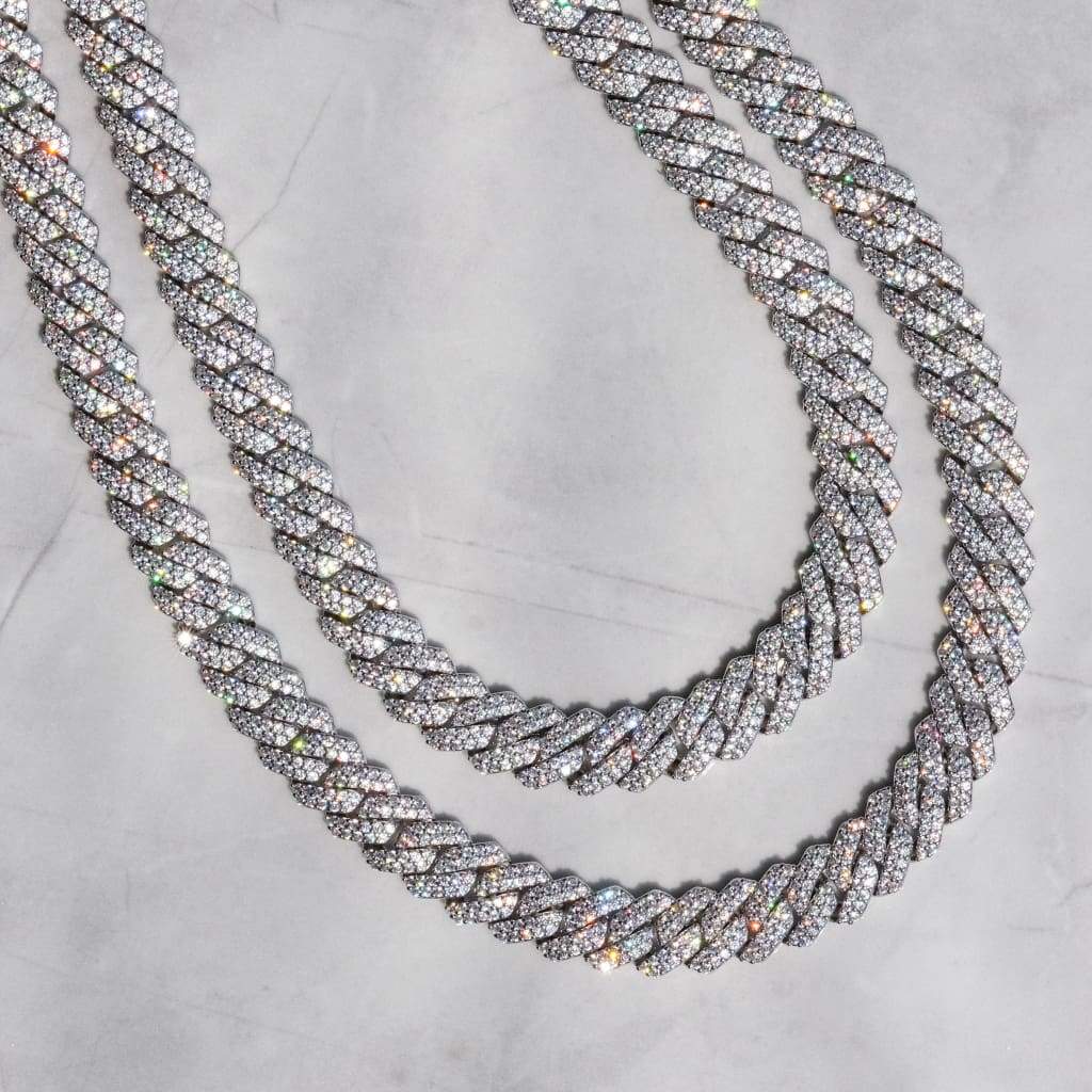 12MM VVS1  Moissanite Prong Cuban Link Chain